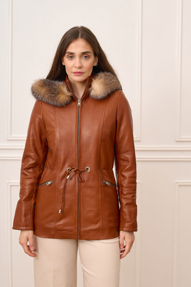 Δερμάτινο parka ταμπά