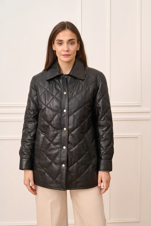 Γυναικείο δερμάτινο puffer